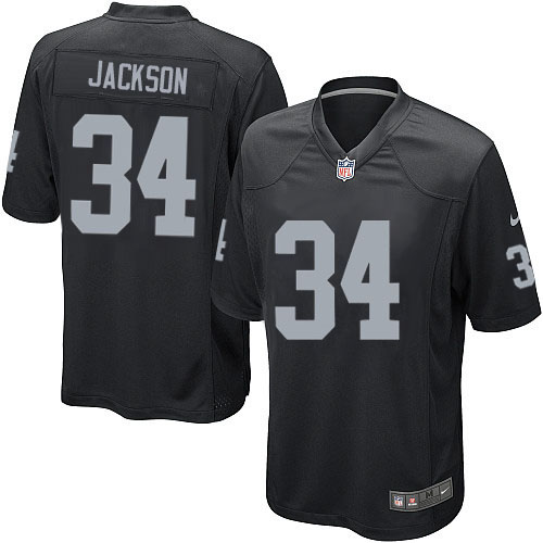 Men's Game Bo Jackson Nike Jersey Black Home - #34 NFL Oakland Raiders